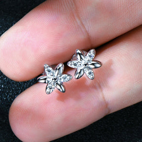 Moissanite Flower Stud Earrings 0.075CT  – 925 Sterling Silver, 1.8mm Round Cut, Girls' Birthday & Party Gift Jewelry