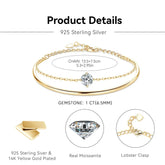 Double-Layered Moissanite Bangle Bracelet – 1.0CT 6.5mm, 925 Sterling Silver Chain, GRA Certified Jewelry, Christmas Gift