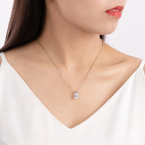 Simulated Diamond Pendant Necklace – 925 Sterling Silver, Large Stone, Women's Birthday Gift, Fine Jewelry