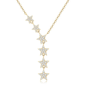 Collier étoile en moissanite en forme de Y – Argent sterling 925, taille ronde 1,2 mm, 1 mm, 0,8 mm, bijou unique pour femme