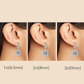 Color Moissanite Drop & Hoop Earrings – 2CT Huggie, 1CT Dangle, 925 Sterling Silver, Certified Women's Jewelry