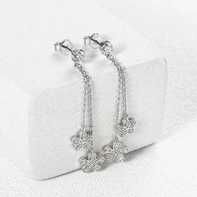 4 mm VVS1 Moissanit-Blumen-Tropfenohrringe – 925er Sterlingsilber, einzigartige Ohrstecker für Mädchen, Schmuck als Geburtstagsgeschenk