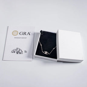 Real Moissanite Evil Eye Bracelet – 925 Sterling Silver, Women's Charm Jewelry, Fashion Accessory