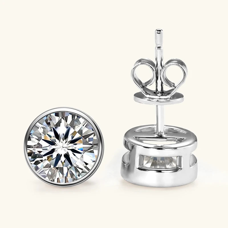 Boucles d'oreilles à tige en moissanite – 1 carat, 2 carats, 5 mm, 6,5 mm, 8 mm, argent sterling 925 plaqué or, bijoux unisexes pour tous les jours