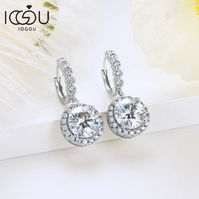 Color Moissanite Drop & Hoop Earrings – 2CT Huggie, 1CT Dangle, 925 Sterling Silver, Certified Women's Jewelry