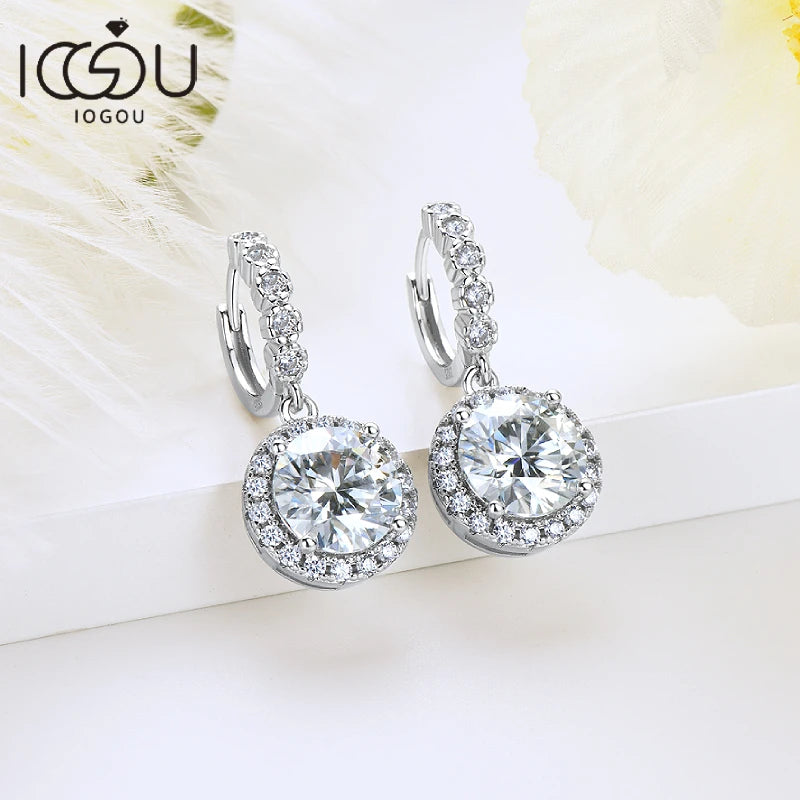 Boucles d'oreilles créoles et pendantes en moissanite colorée – 2 carats, 1 carat, argent sterling 925, bijoux pour femme certifiés