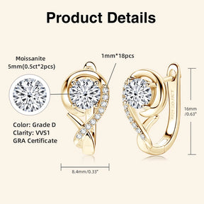 Boucles d'oreilles créoles Infinity en moissanite – Argent sterling 925, 5 mm et 1 mm, bijoux de fiançailles et de fête élégants