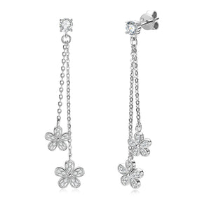 4 mm VVS1 Moissanit-Blumen-Tropfenohrringe – 925er Sterlingsilber, einzigartige Ohrstecker für Mädchen, Schmuck als Geburtstagsgeschenk