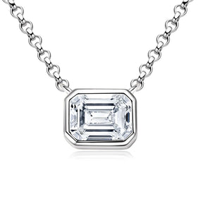 Emerald Cut Moissanite Pendant Necklace – 14K Gold Plated, 925 Sterling Silver, Adjustable Chain, Women's Jewelry Gift