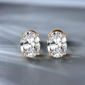 10K Yellow Gold Moissanite Stud Earrings – 1.5CT Oval Cut, Unisex Wedding Jewelry, 2025 Trend